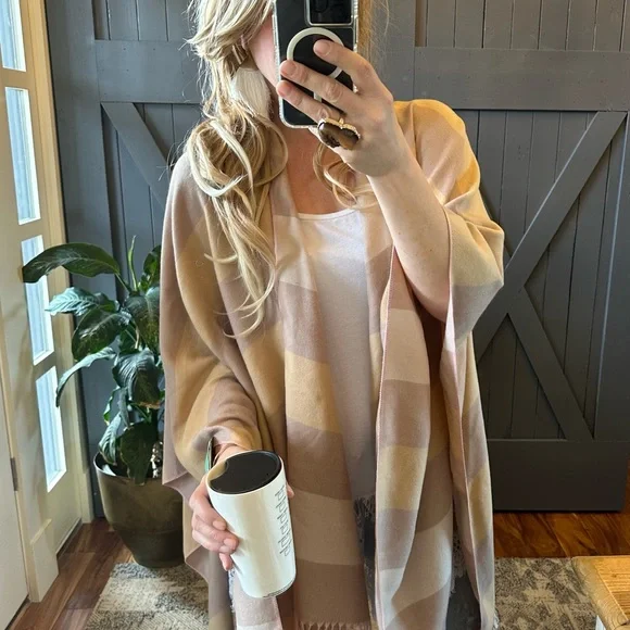 New Bohemian Stripped Fringed Blanket Cardigan Sweater Wrap Top Shawl - Picture 9 of 11